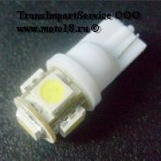 Лампа светодиодная (5 диодов)LED цоколь T10 - W5W - SMD3528 ,1.28Вт синяя, габариты ,салонное освещ.