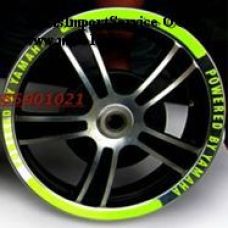 Наклейки на колесный диск 17-18" MOTOSPORT неон-зеленый, широкая, прерывистый СПОРТ-контур,ОЧ.МОДНАЯ