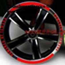 Наклейки на колесный диск 10-12" MOTOSPORT неон-красный, широкая, прерывистый СПОРТ-контур,ОЧ.МОДНАЯ