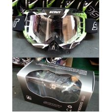 Очки мотокросс/спорт SCOUT (NK-1016) черные/зеленые, резинка с силиконом, цветная упаковка