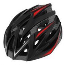 Шлем вело CIGNA DY001, размер L (58-62 cm) (черный с белыми,красными и карб.полосками, с козырьком)