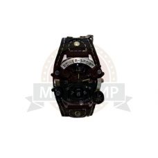Часы наручные с цепью и черепом с костями на циферблате с компасом(черный кожаный ремешок)