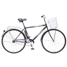 Велосипед 28'' NOVATRACK FUSION (X63237-K) (городской,1ск,рама сталь,ножн.торм.,корз) синий/черный