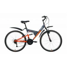 Велосипед 26" FORWARD ALTAIR MTB FS (2х подвес,18ск,рама сталь 18",торм.V-Brake) черный-оранж.