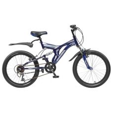 Велосипед 20" NOVATRACK TITANIUM (Х61168-К) (2х.подвесн.,МТВ,6ск,рама саль,торм.V-brake) темно-синий