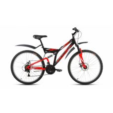 Велосипед 26" FORWARD ALTAIR MTB FS Disk (2х подвес,18ск,рама сталь 18",торм.мех.диск) черно-красный