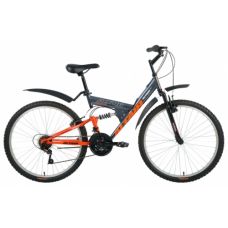 Велосипед 26" FORWARD ALTAIR MTB FS (2х подвес,18ск,рама сталь 16",торм.V-Brake) серо-оранж.