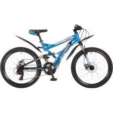 Велосипед 24" STINGER VERSUS D (Х80013) (2х подвес.,21ск,рама 16,5"сталь,торм.мех.дискTY10/TY) синий
