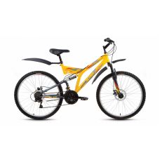 Велосипед 24" FORWARD ALTAIR MTB HT Disk (18ск, рама 14"сталь,пласт.крылья, вилка ход 30мм.) желтый