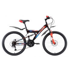 Велосипед 24" BLACK ICE FS D (21ск, рама сталь 18", тормоза мех.дисковые) черный/красный/синий