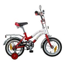 Велосипед 12" NOVATRACK ZEBRA (Х21012) (тормоз 1 руч.нож.,крылья и багаж. хромир,гудок) красно/белый