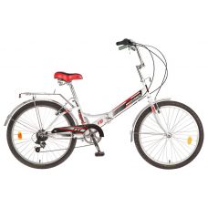 Велосипед 24'' FS-24 NOVATRACK (Х51908-К) (складной,1ск,торм.1руч,ножной,багаж,звонок) (117119)белый
